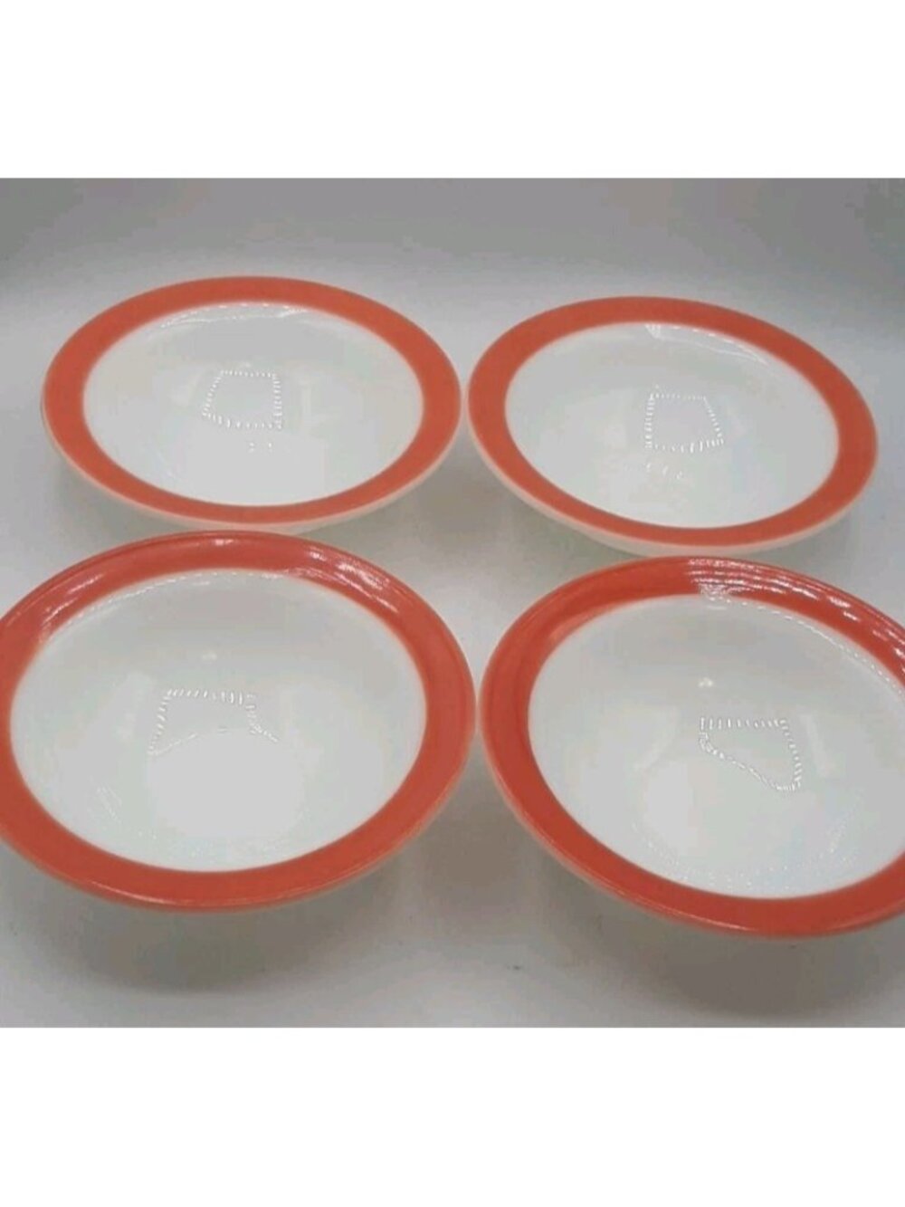 Vintage Pyrex Flamingo Pink Rim Cereal Soup Salad Dessert Bowls Set of 4